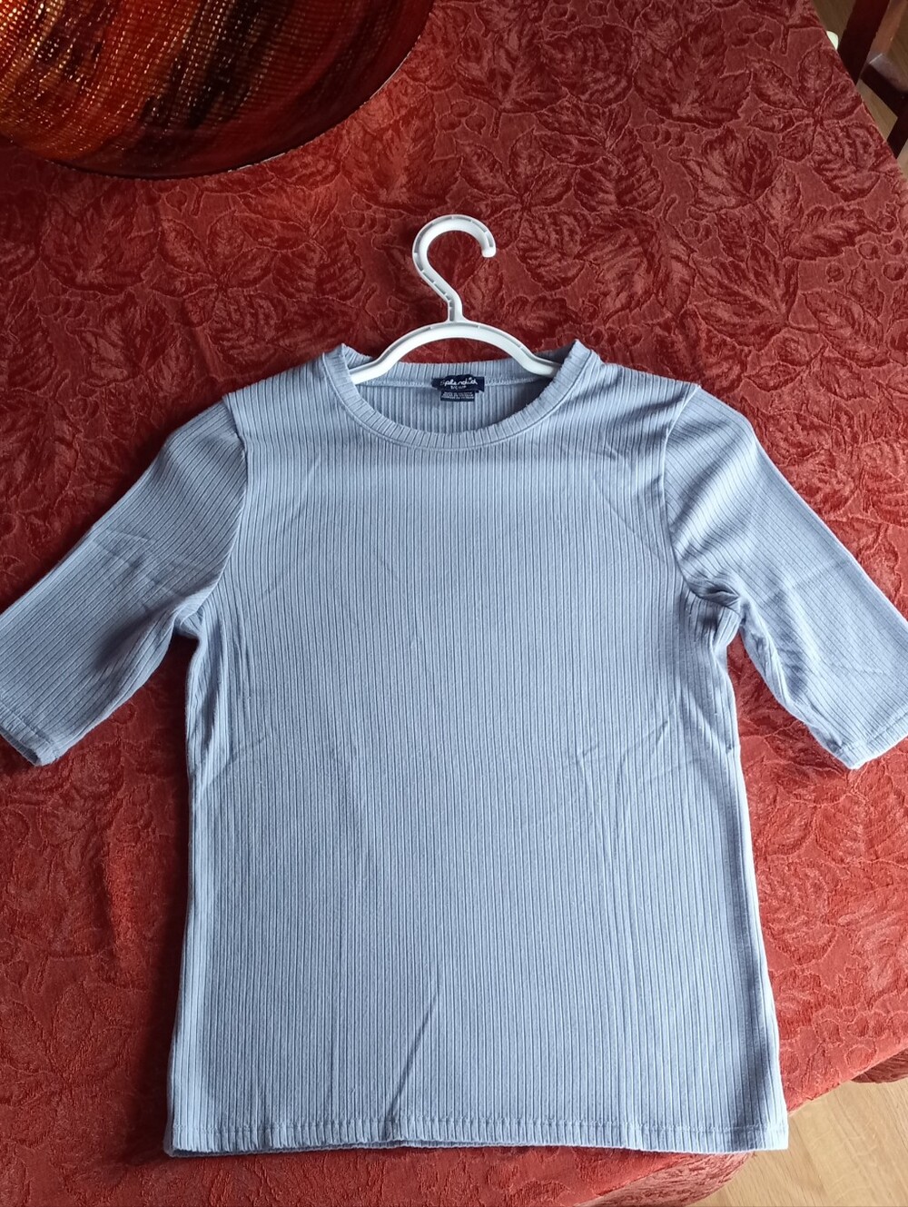 Women’s Light Blue Ribbed Crewneck Top